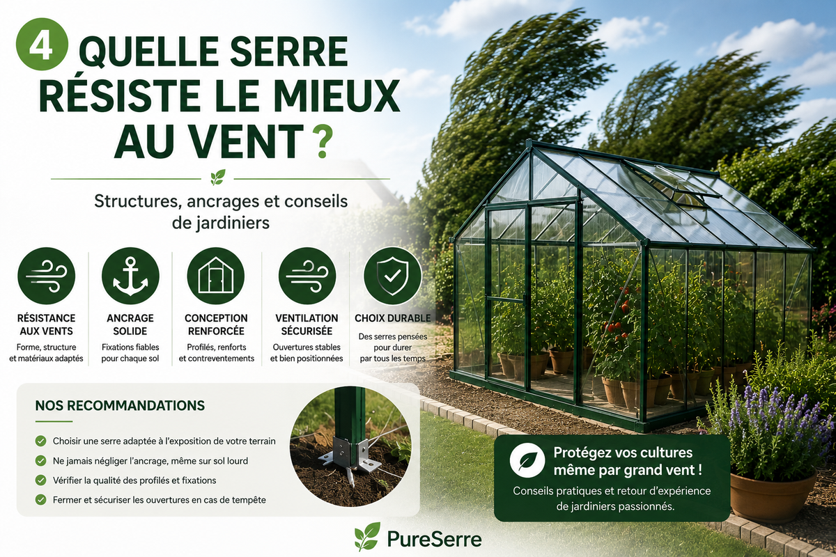 Quelle serre résiste le mieux au vent ? Guide d’achat et conseils d’ancrage