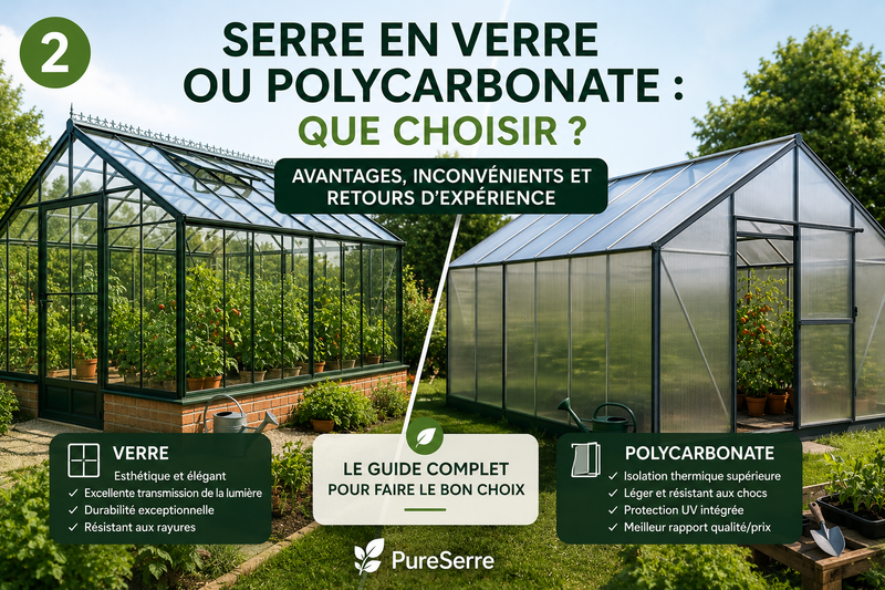Serre en verre ou polycarbonate : que choisir ? Avis et retours de jardiniers