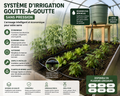 Système d’irrigation goutte-à-goutte sans pression avec réservoir d’eau dans une serre