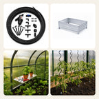 Pack Culture Optimisée : goutte-à-goutte, carrés potagers, étagère et supports pour serre